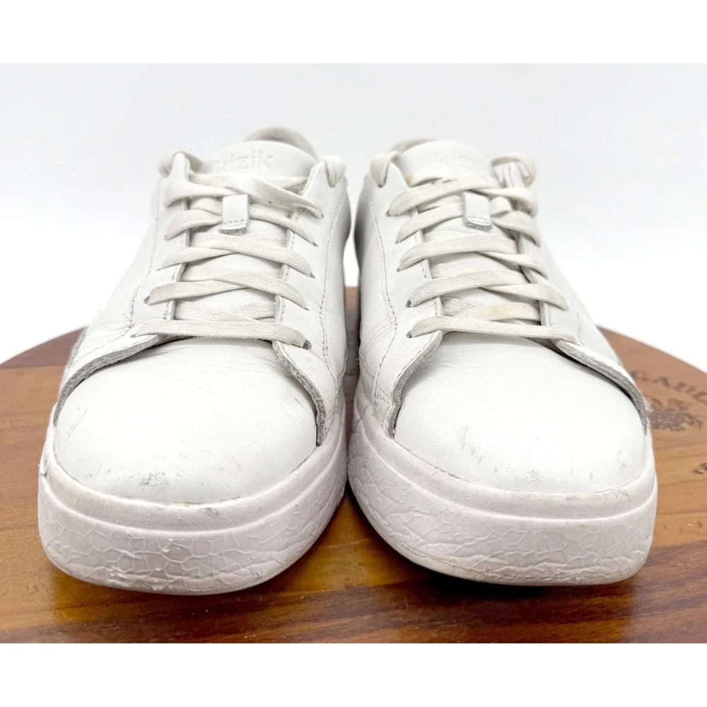 Kizik Vegas Sneakers Leather Hands Free Mens 8 W Womens 9.5 White Wide Low Top